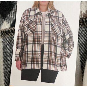 NEW HFX Wool Blend Women's XXL Plaid Flannel Shirt Jacket